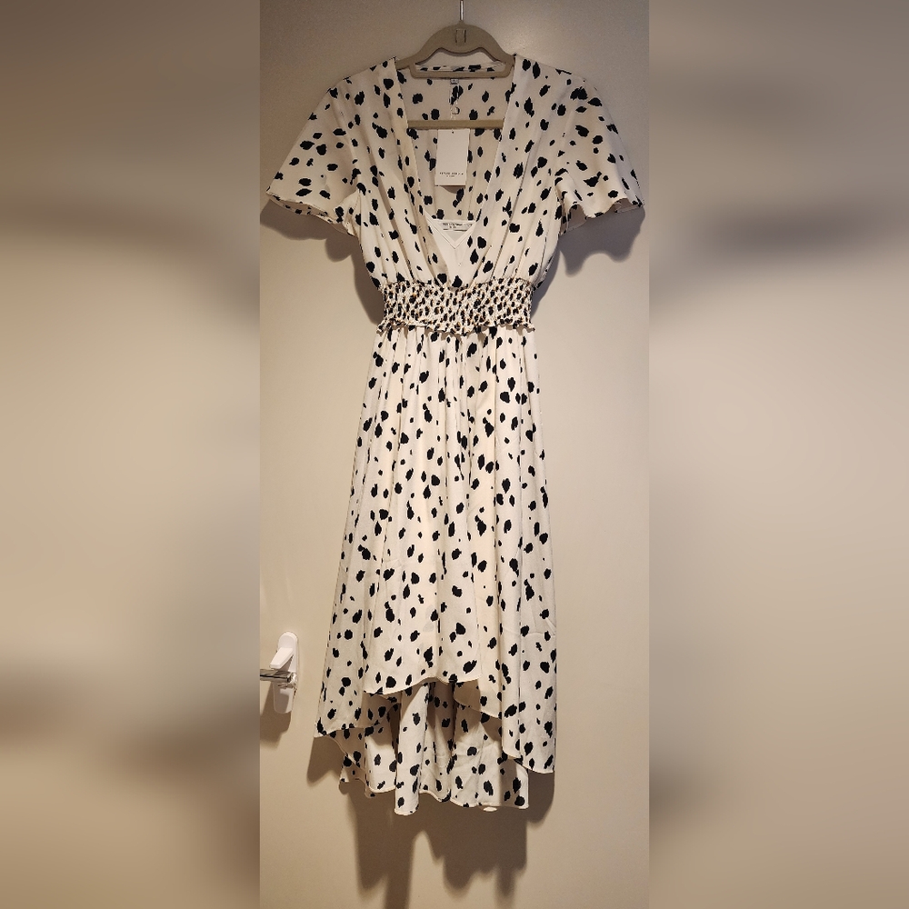 Petite Studio NYC Spotted Dress Asymmetrical Hem